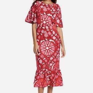 RHODE Vibrant Red and Pink Floral Dress